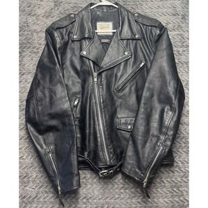 Wilsons Open Road Leather Biker Jacket Size: LT Black Thinsulate Belted Laced